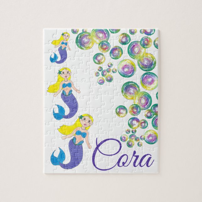 Puzzle Blonde natation Sirène Anniversaire fête Splash (Vertical)