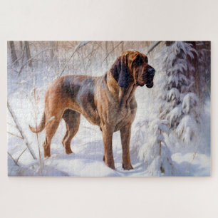 Puzzle Bloodhound Laisse Tomber la Neige de Noël