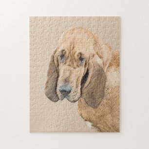 Puzzle Bloodhound Paining - Cute Original Dog Art