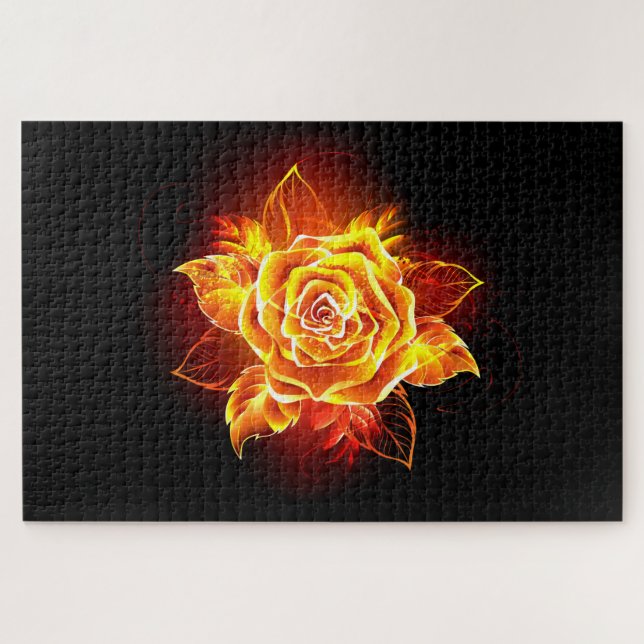 Puzzle Blooming Fire Rose (Horizontal)