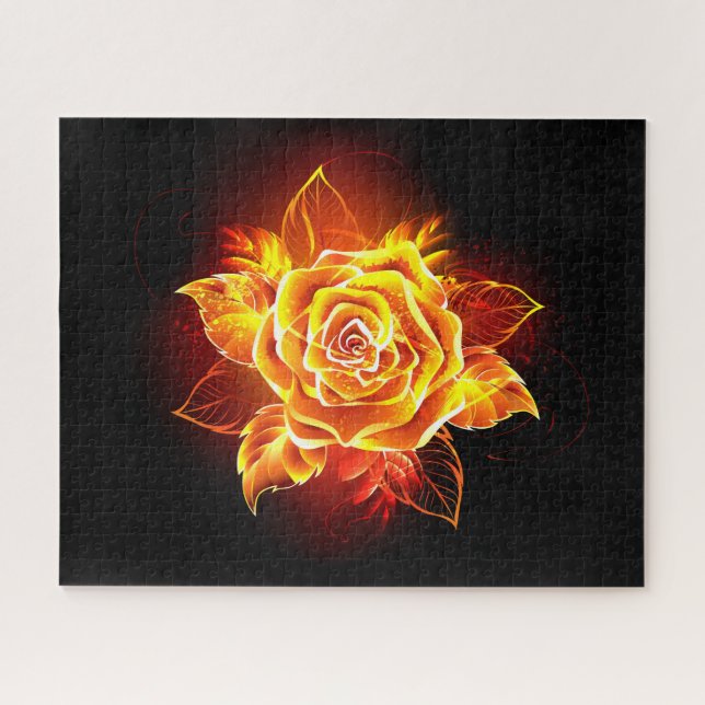 Puzzle Blooming Fire Rose (Horizontal)