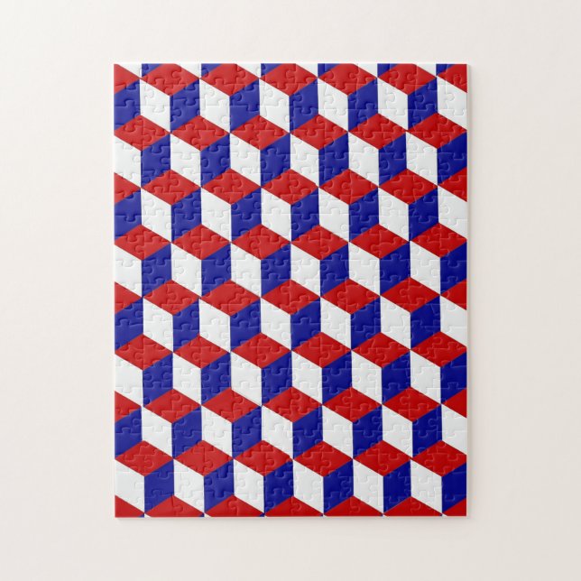 Puzzle - Bloquer l'illusion en rouge, blanc et ble (Vertical)
