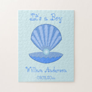 Puzzle Blue Baby Boy Coquille d'huîtres et Pearl Custom