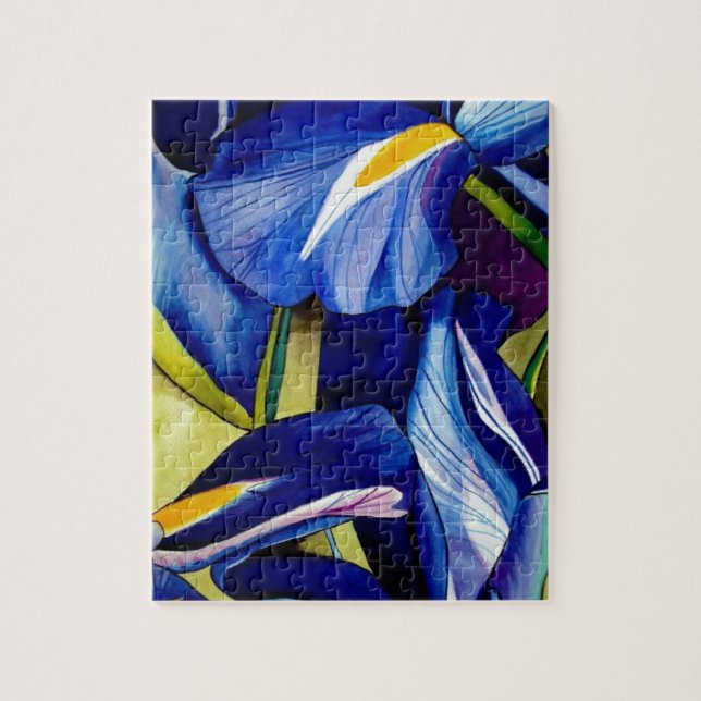 Puzzle Blue Iris fleurs d'aquarelle d'art (Vertical)