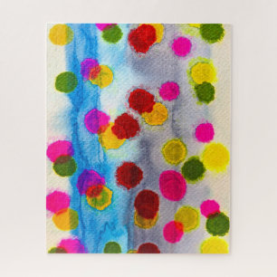 Puzzle Blue polka dots watercolor abstract