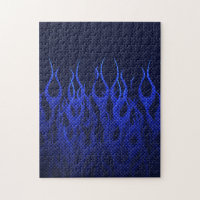 Blue Racing Flames on Carbon Fiber