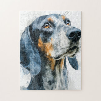 Puzzle Blue tick coon hound portrait