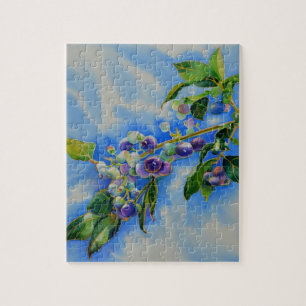 Puzzle Blueberry watercolor painting