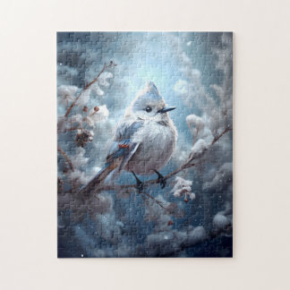 Puzzle Bluebird assis sur une branche de neige