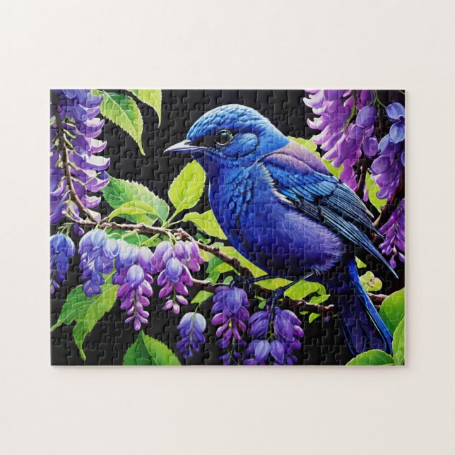 Puzzle Bluebird in the Wisteria (Horizontal)