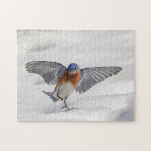 Puzzle Bluebird oriental dansant dans la neige