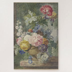 Puzzle Blumenstrauß in einer Vase mit Vogelnest