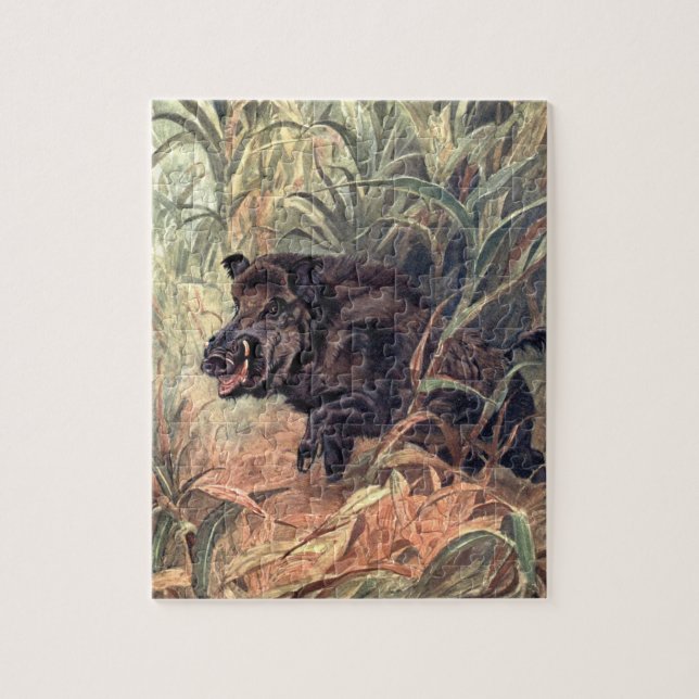 Puzzle Boar indien d'animaux sauvages vintages par Winifr (Vertical)