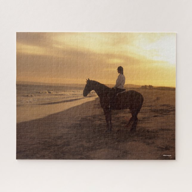 Puzzle Bob Langrish | Cheval et Rider sur la plage au cou (Horizontal)