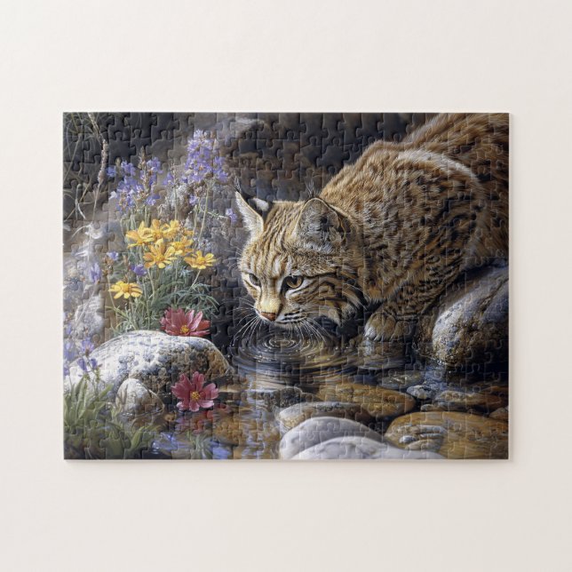 Puzzle Bobcat avec art Pittoresque Fleur sauvage (Horizontal)