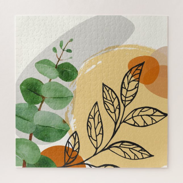 Puzzle Boho botanique vert orange (Vertical)