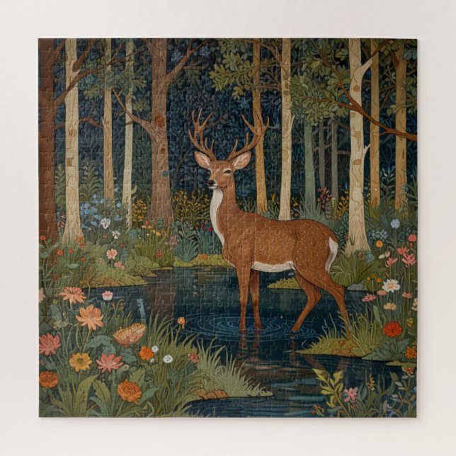 Puzzle Boho de cerf rustique bois nature amoureux de verd (Vertical)