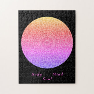 Puzzle Boho mandala moderne rose noir script de méditatio