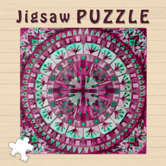 Puzzle Boho Mosaic Carreaux rose Berry -