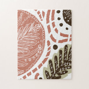 Puzzle Boho organique moderne gribouillis marron