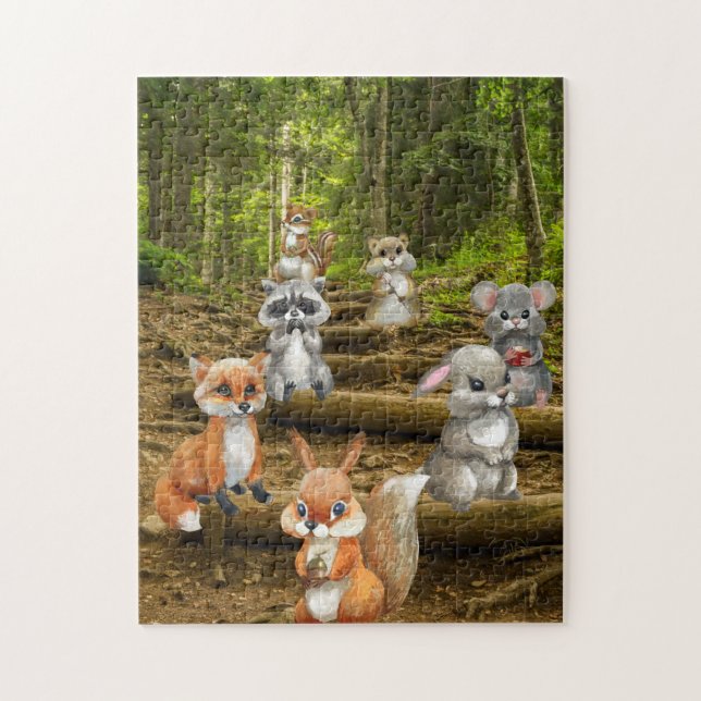 Puzzle Bois Animaux Forêt Cute Nature Enfants Amusants (Vertical)