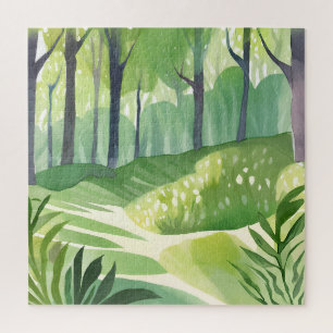 Puzzle Bois Fantaisiste Paysage aquarelle de forêt