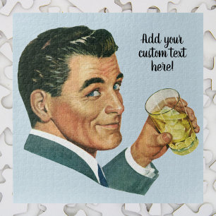 Puzzle Boissons Cocktails Vintage, Homme Buvant des Boiss