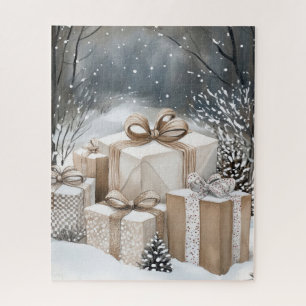 Puzzle Boîtes de cadeaux de Noël Hiver Neige