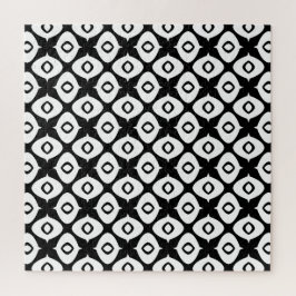 Puzzle Bold Black and White Symmetrical Arabesque Pattern