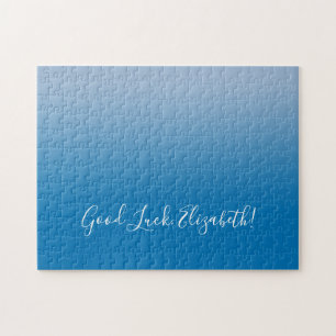 Puzzle Bon Nom de la chance Script sur Blue Gradient Funn