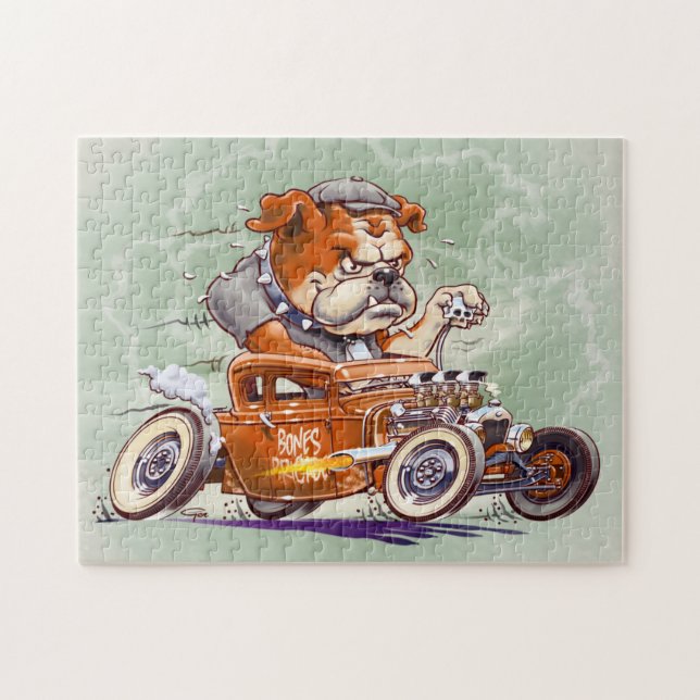 Puzzle Bones Brigade - Bulldog in Hot Rod - Dessin (Horizontal)