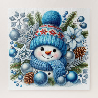Puzzle Bonhomme de neige festif 