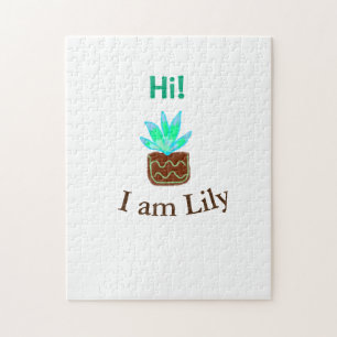 Puzzle Bonjour Je suis Lily cactus succulent ajouter nom 