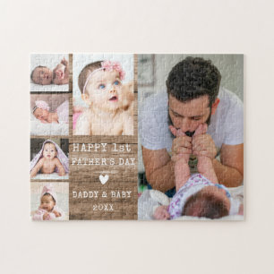 Puzzle Bonne 1ère Fête des pères 6 Photo Collage Bois rus