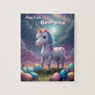 Puzzle Bonne licorne de Pâques enfants personnalisés