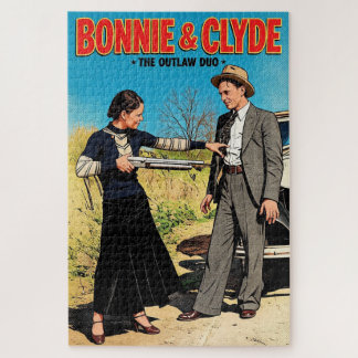 Puzzle Bonnie et Clyde, le duo de hors-la-loi, Art Rétro