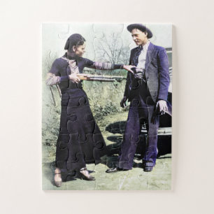 Puzzle Bonnie et Clyde s'amusant 1934 Couleur Redux