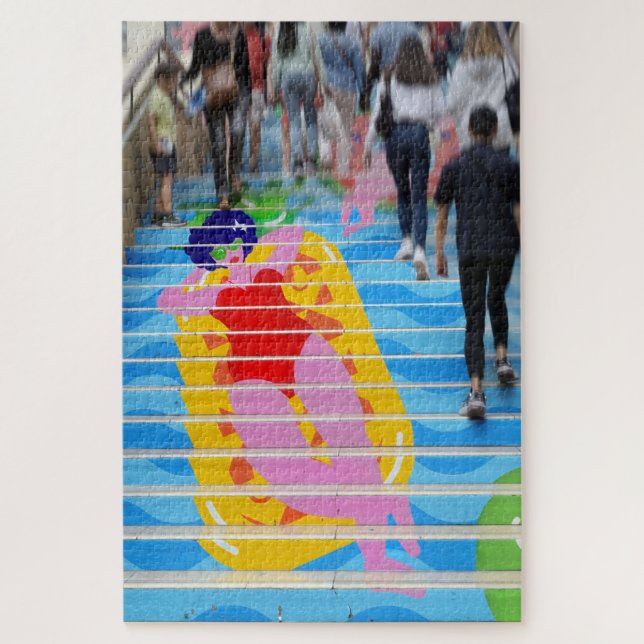 Puzzle Bordeaux, Streetart décorait les marches animées. (Vertical)