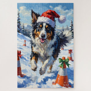 Puzzle Border Collie Chien Noël Neige Agilité Amusement