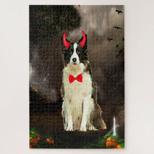 Puzzle Bordure Collie Chien dans le costume d'Halloween