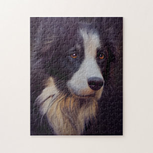 Puzzle Bordure Collie Mouton Chien Portrait Peinture