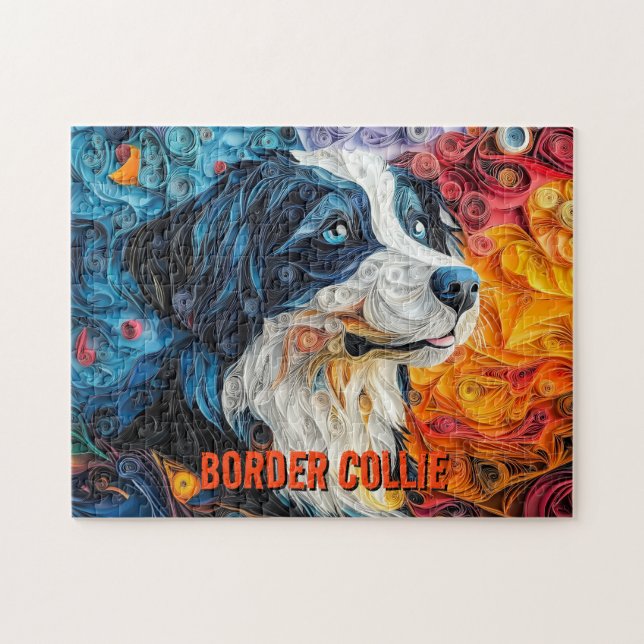 Puzzle Bordure Collie Papier Quitter Portrait de chien d' (Horizontal)