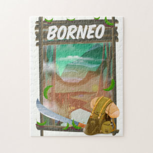 Puzzle Borneo Jungle travel poster