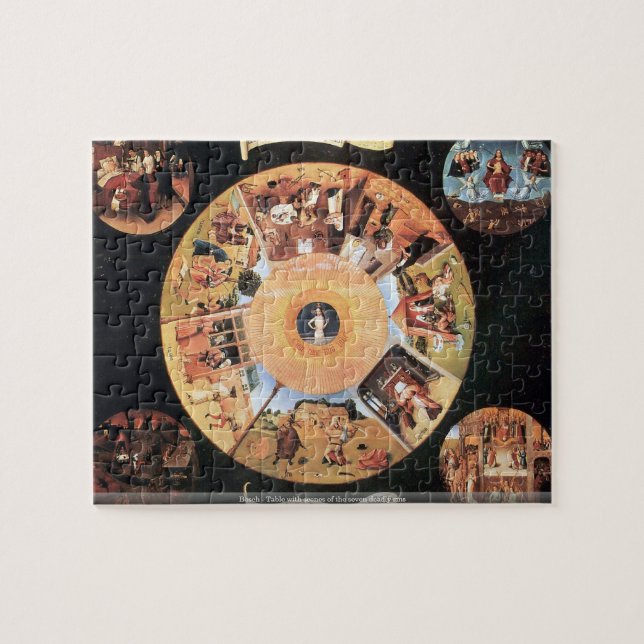 Puzzle Bosch - Tableau avec des scènes des sept péchés (Horizontal)