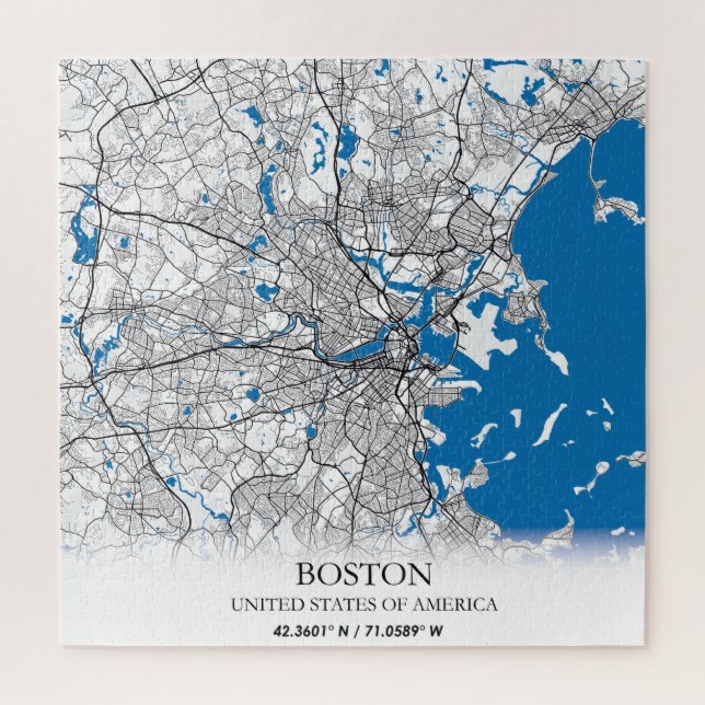 Puzzle Boston Massachusetts USA Travel City Map (Vertical)