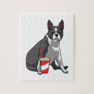 Puzzle Boston Terrier avec boisson