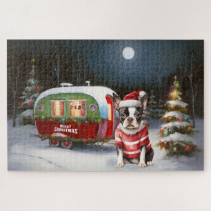 Puzzle Boston Terrier Caravan Christmas Adventure