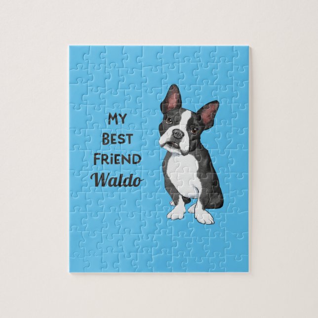 Puzzle Boston Terrier Mon meilleur ami Nom personnalisé (Vertical)