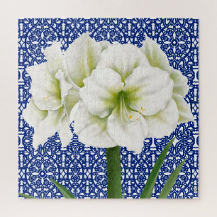 Puzzle botanique moderne blanc amaryllis