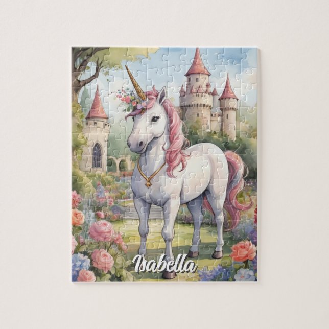Puzzle Botanique Unicorn Haven Personnalisé Filles (Vertical)